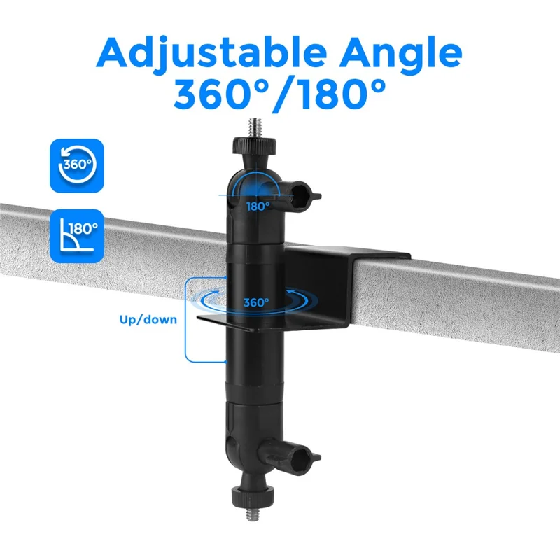 Gutter Mount Bracket No Drilling 360 Degree Adjustable Double Ball Head Clamp for Security Camera Solar Panel Holder Stand - Black