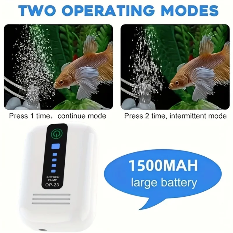 USB Rechargeable Aquarium Air Pump Portable Oxygen Pump Fishing Aerator for Fish Tank Fishing