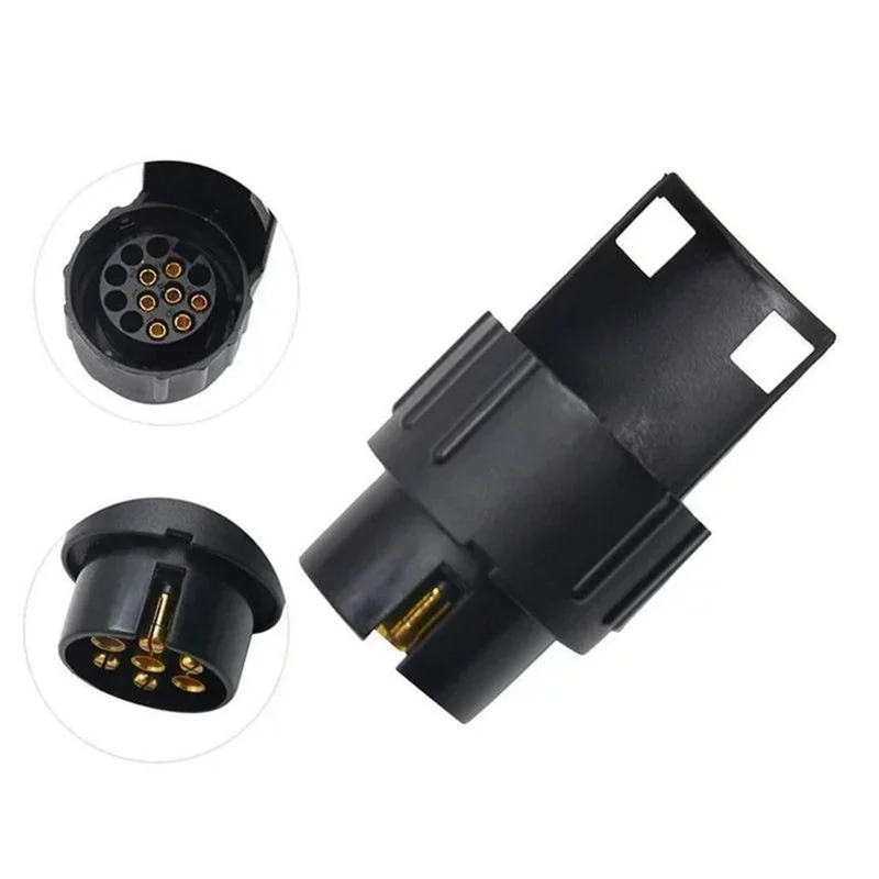 2Pcs 13 Pin to 7 Pin Trailer Adapter Caravan Truck Towbar Car Plug Adapter 12V EU Socket Converter - Black
