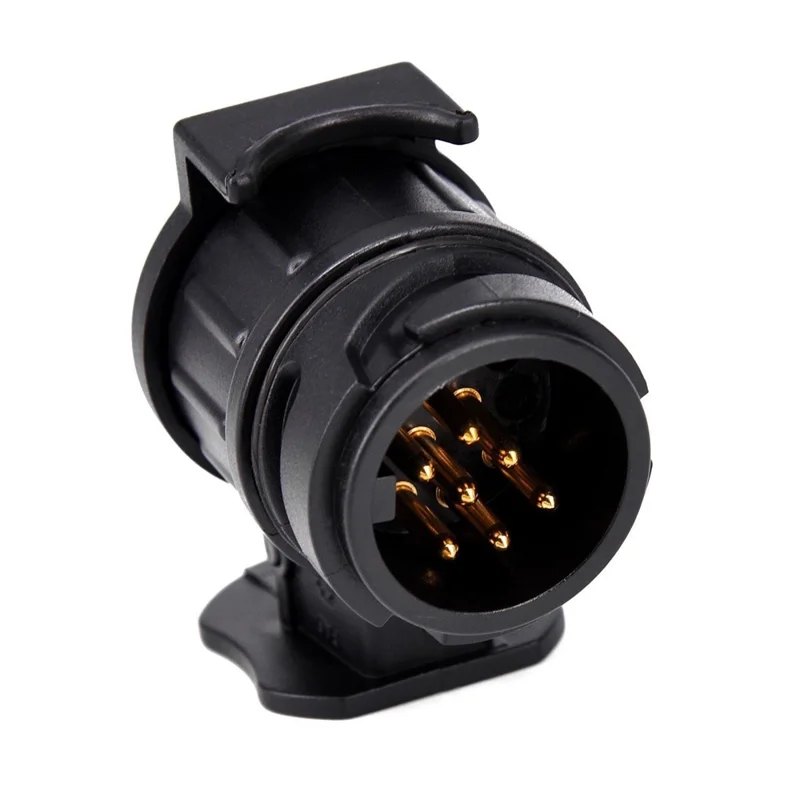 2Pcs 13 Pin to 7 Pin Trailer Adapter Caravan Truck Towbar Car Plug Adapter 12V EU Socket Converter - Black