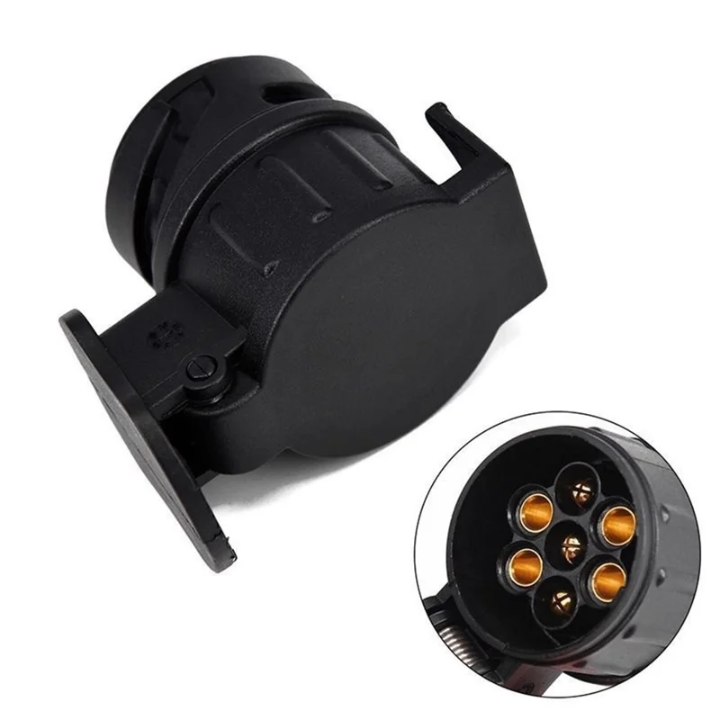 2Pcs 13 Pin to 7 Pin Trailer Adapter Caravan Truck Towbar Car Plug Adapter 12V EU Socket Converter - Black