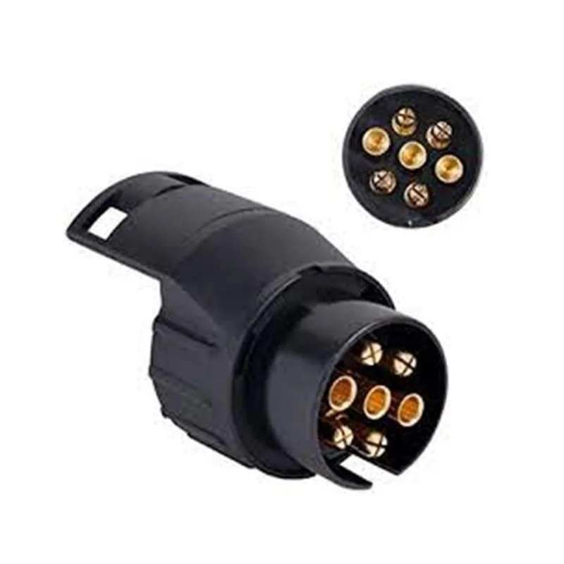 2Pcs 13 Pin to 7 Pin Trailer Adapter Caravan Truck Towbar Car Plug Adapter 12V EU Socket Converter - Black