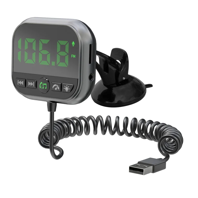 C80 6-in-1 Car HUD Display Bluetooth-compatible 5.3 FM Transmitter Speed Monitor TF Card Car Audio Adapter Receiver for Dashboard