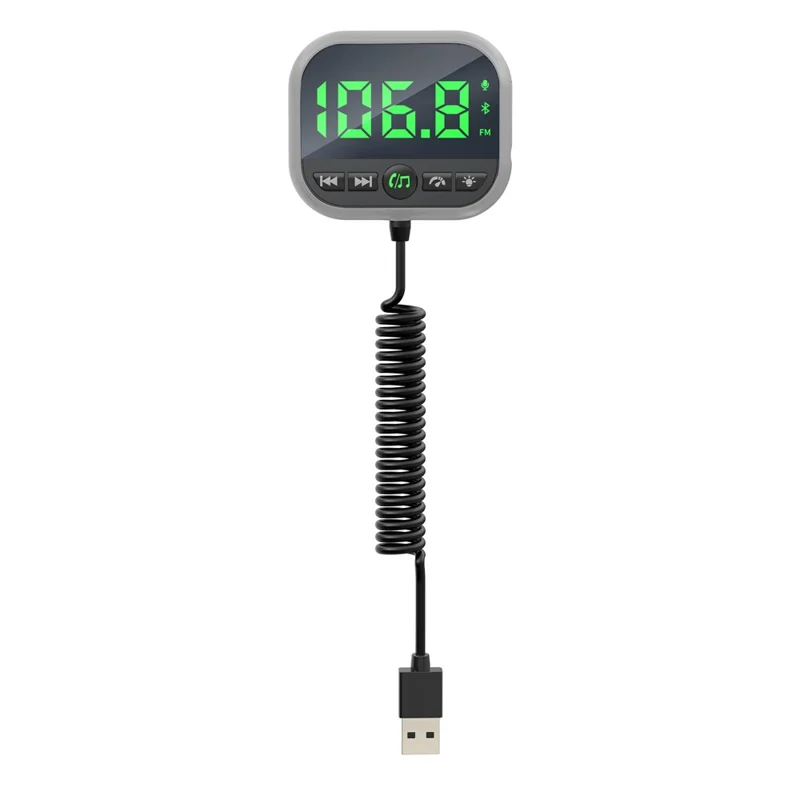 C80 6-in-1 Car HUD Display Bluetooth-compatible 5.3 FM Transmitter Speed Monitor TF Card Car Audio Adapter Receiver for Dashboard