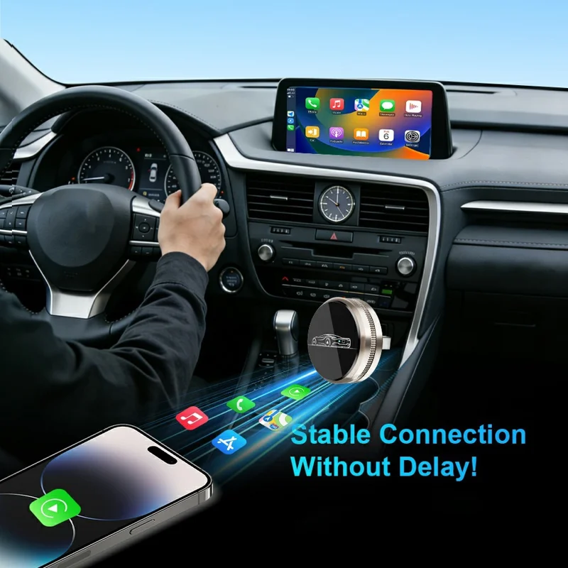 Adaptador M73 4 en 1 Mini Inalámbrico para CarPlay, Conversión de Cableado a Inalámbrico para CarPlay, Android Auto, AirPlay, Miracast, Dongle Automático