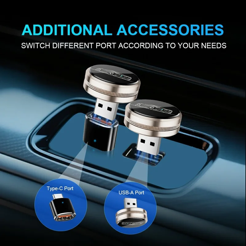 Adaptador M73 4 en 1 Mini Inalámbrico para CarPlay, Conversión de Cableado a Inalámbrico para CarPlay, Android Auto, AirPlay, Miracast, Dongle Automático