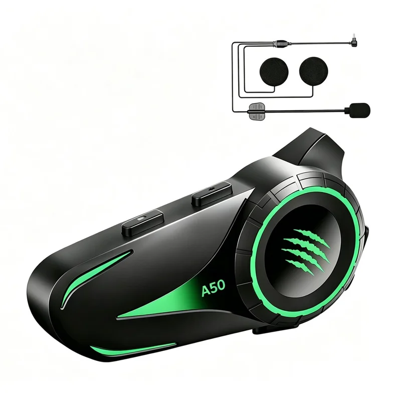 A50 Pro Hi-Fi Stereo Sound Motorcycle Helmet Bluetooth-compatible Intercom Earphones with Hard Mic for Riding