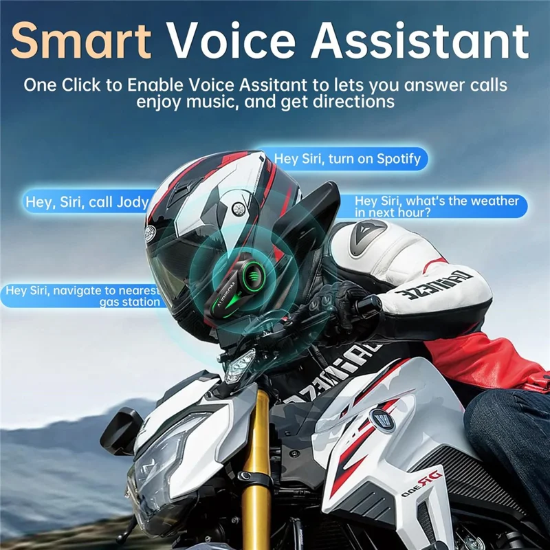 A50 Pro Hi-Fi Stereo Sound Motorcycle Helmet Bluetooth-compatible Intercom Earphones with Hard Mic for Riding