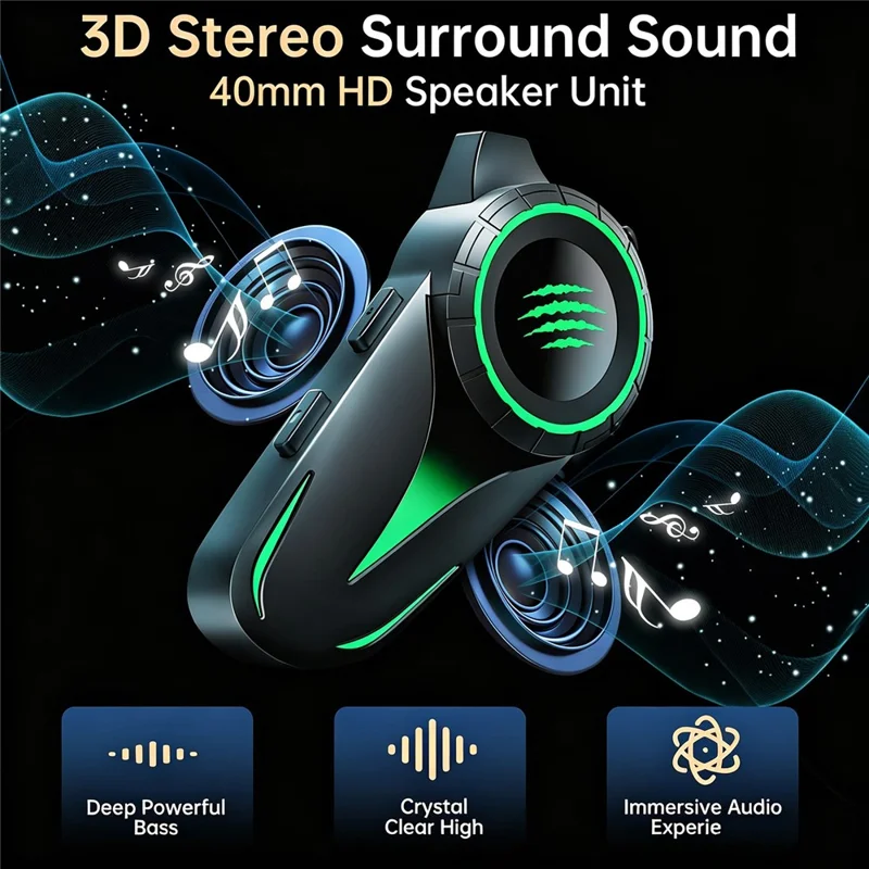 A50 Pro Hi-Fi Stereo Sound Motorcycle Helmet Bluetooth-compatible Intercom Earphones with Hard Mic for Riding