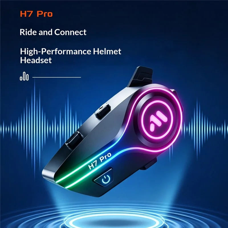 H7 Pro Auriculares Bluetooth para Casco Impermeables IPX6 con Cancelación de Ruido, Intercomunicador para Motocicleta con Micrófono Rígido
