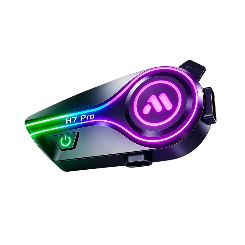 H7 Pro Auriculares Bluetooth para Casco Impermeables IPX6 con Cancelación de Ruido, Intercomunicador para Motocicleta con Micrófono Rígido