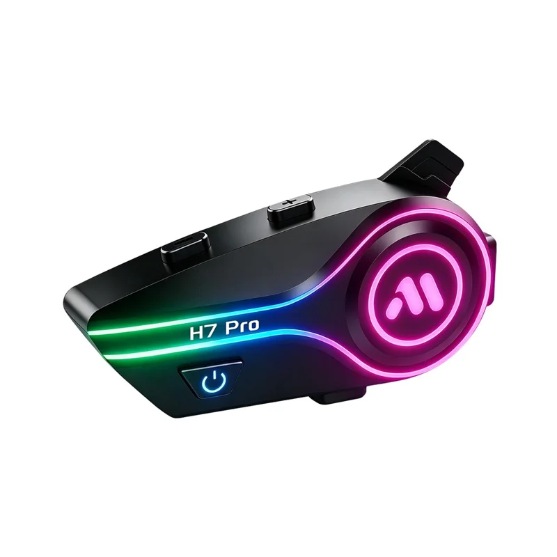 H7 Pro Auriculares Bluetooth para Casco Impermeables IPX6 con Cancelación de Ruido, Intercomunicador para Motocicleta con Micrófono Rígido