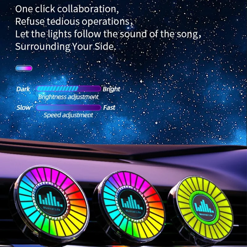 L030 3D голосовое управление автомобильным RGB-светом, светодиодная подсветка в такт музыке, крепление на решётку вентиляции, аромадиффузор