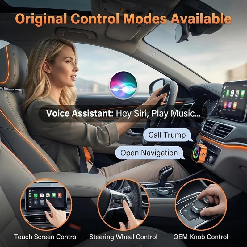 4223M 4 in 1 Wireless CarPlay Android Auto Adapter Mirror Airplay Miracast for Cars with Wired CarPlay - Black