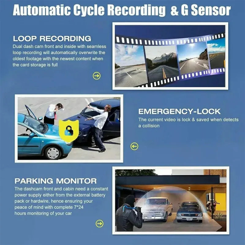 A52 5-Canal 2K WiFi Cámara de Detección de 360 Grados Grabadora de Conducción para Coche - Negro