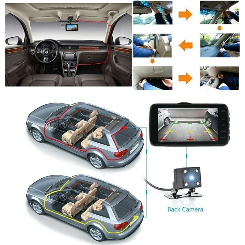 A52 5-Canal 2K WiFi Cámara de Detección de 360 Grados Grabadora de Conducción para Coche - Negro