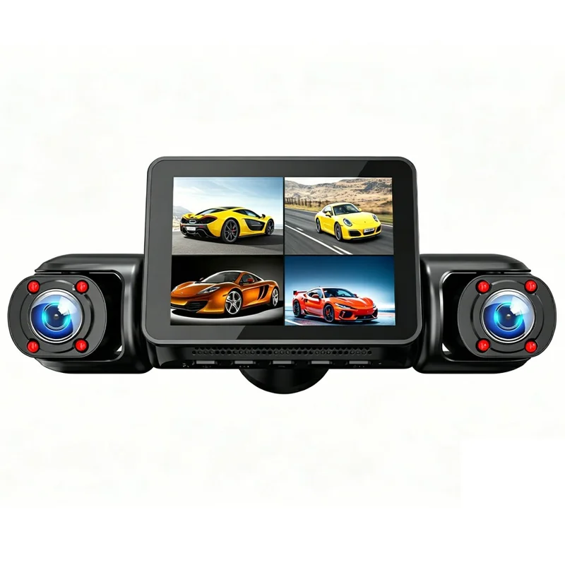 A35 4 Channel Dash Cam 1080P Full HD WiFi Car DVR with Front Left Right Rear Viewing - Black