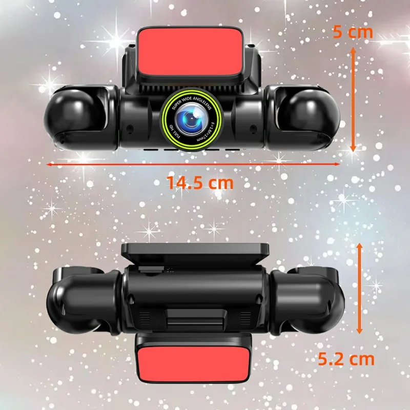 A35 4 Channel Dash Cam 1080P Full HD WiFi Car DVR with Front Left Right Rear Viewing - Black