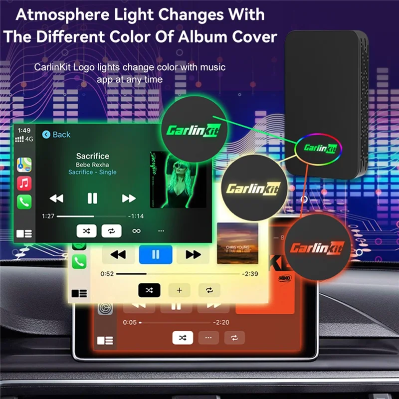 CARLINKIT 2Air-T Bluetooth-kompatibel 5.2 Trådlös CarPlay Android Auto-adapter med stöd för OTA-uppdatering
