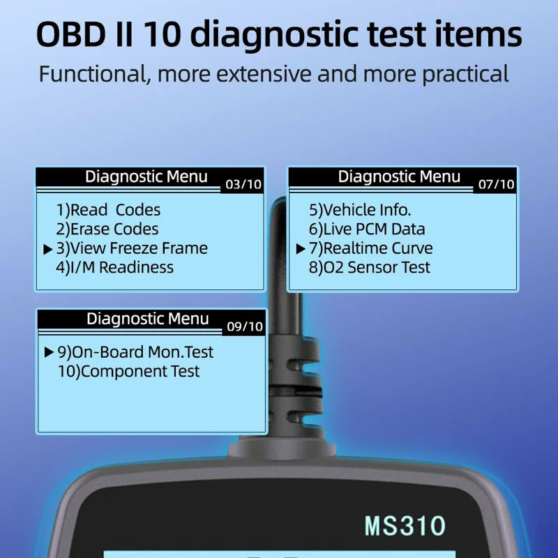 MS310 OBD2 Auto-Diagnosescanner 2,4-Zoll-LCD-Bildschirm Codeleser Batterietester