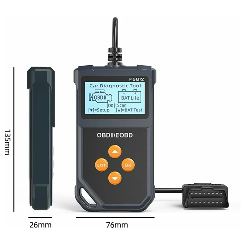 Сканер MS812 OBD2 для Fiesta II 2006-2014, диагностический прибор для автомобиля, тестер аккумулятора, считыватель кодов с 7 режимами OBD II