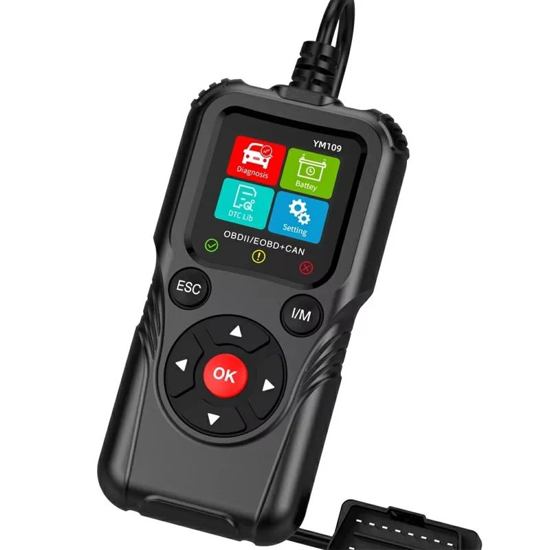 YM109 2,8-Zoll-Farb-LCD-OBD2-Scanner mit Batterietest-Auto-Diagnose-Codeleser - Schwarz