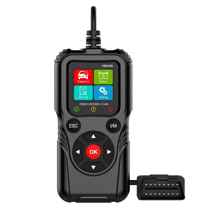 YM109 2,8-Zoll-Farb-LCD-OBD2-Scanner mit Batterietest-Auto-Diagnose-Codeleser - Schwarz