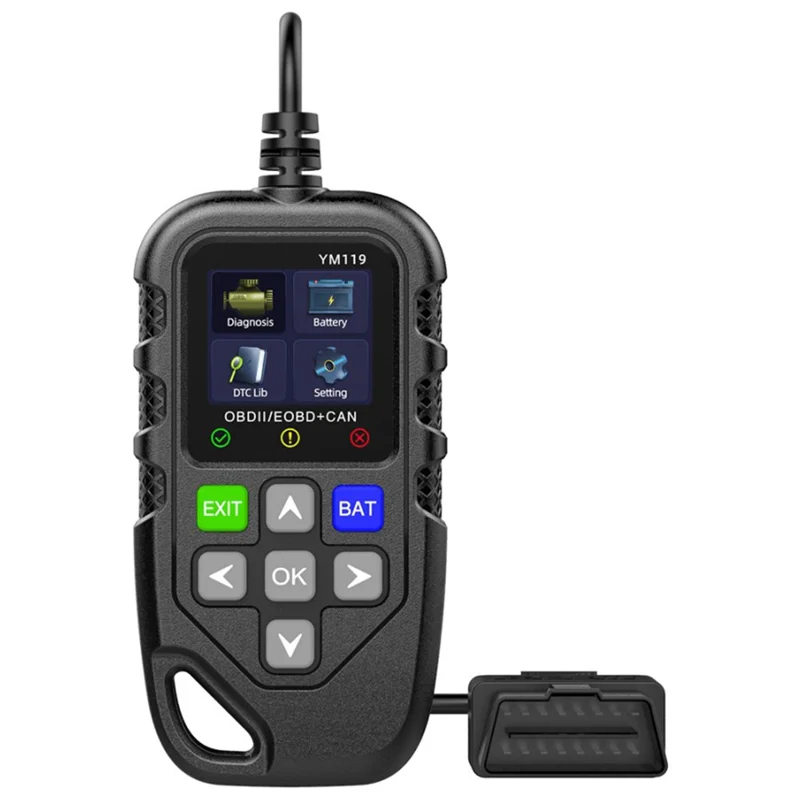 YM119 Leitor de Códigos de Avaria do Motor OBD2 Ferramenta de Diagnóstico com Teste de Bateria - Preto