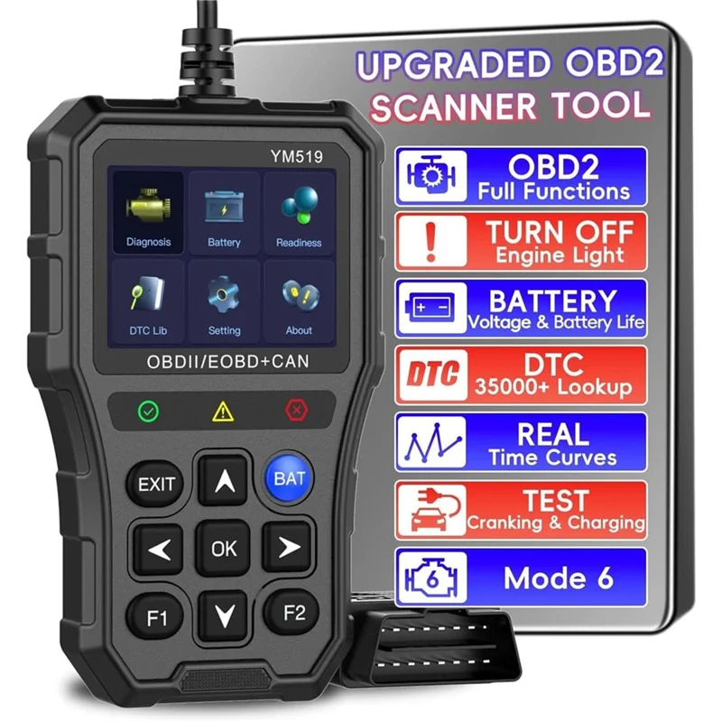 YM519 OBD2 Code Reader Car Engine Diagnostic Tool Full OBDII Scanner Support 13 Languages
