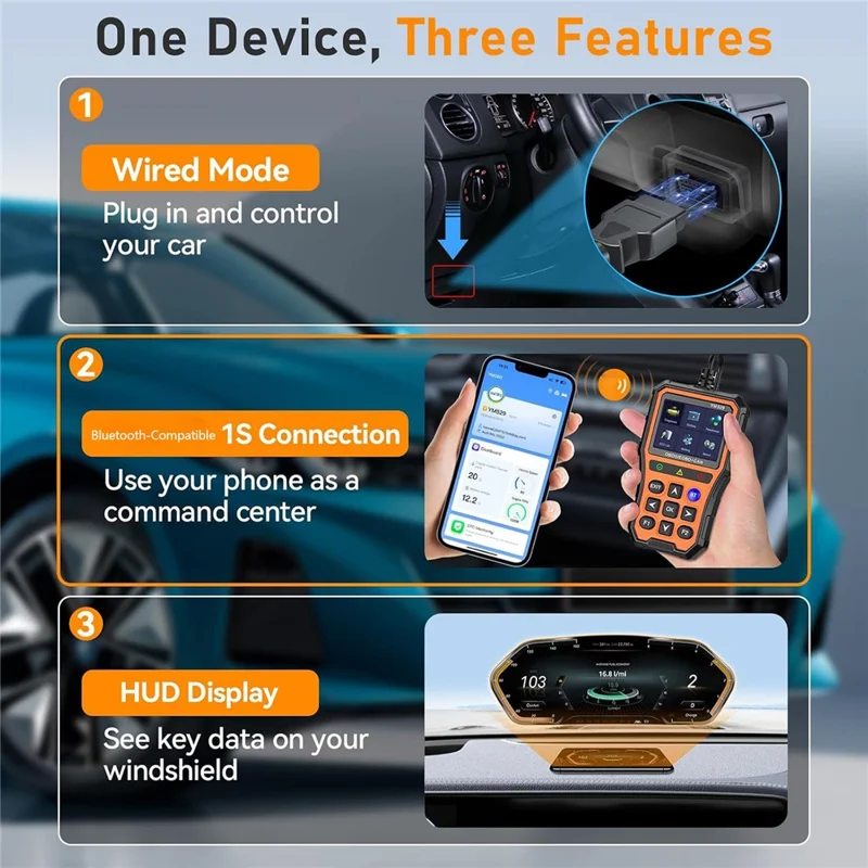 YM529 OBD2 Auto-Scanner Diagnosegerät Bluetooth-kompatibles Echtzeitdaten Batterietester