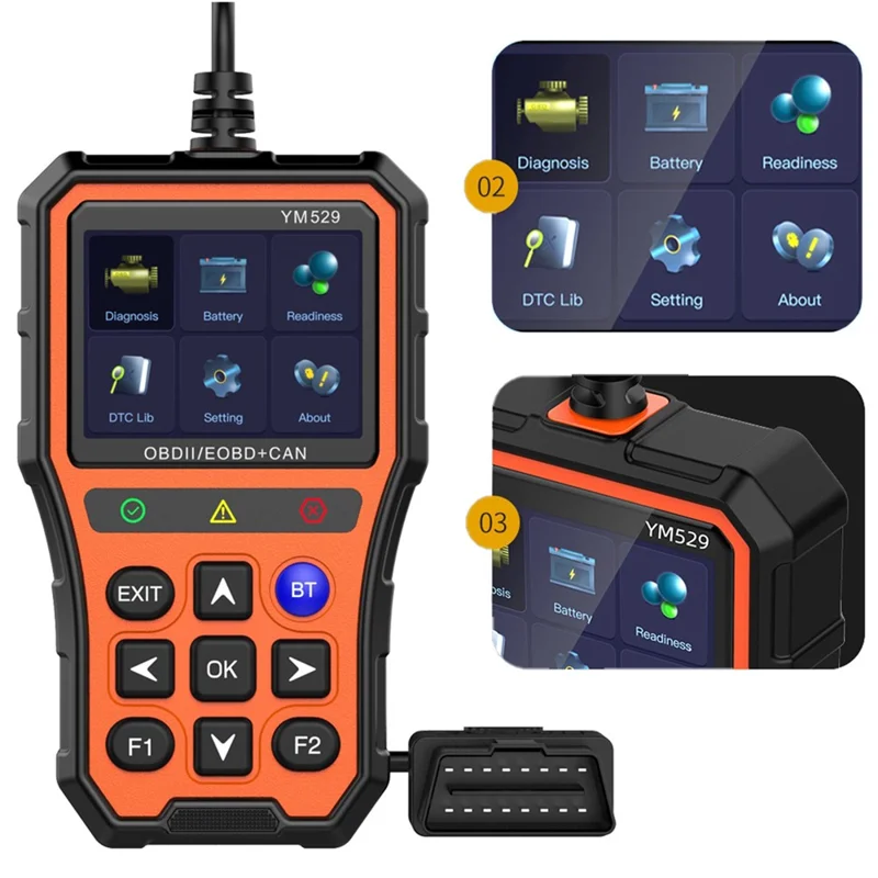 YM529 OBD2 Auto-Scanner Diagnosegerät Bluetooth-kompatibles Echtzeitdaten Batterietester