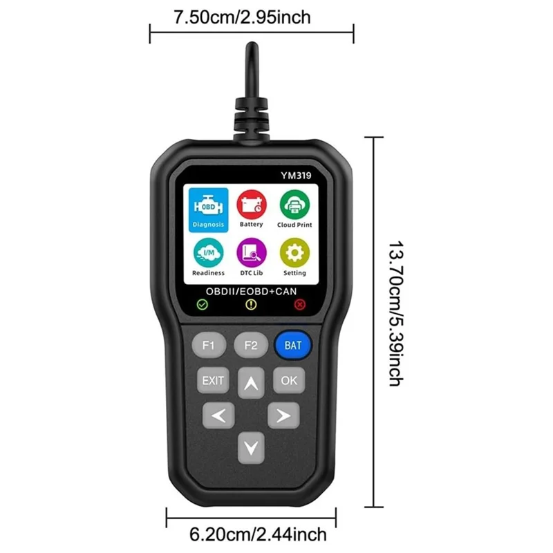 YM319 OBD2 Scanner Engine Fault Code Reader Battery Voltage Tester Automotive Diagnostic Tool