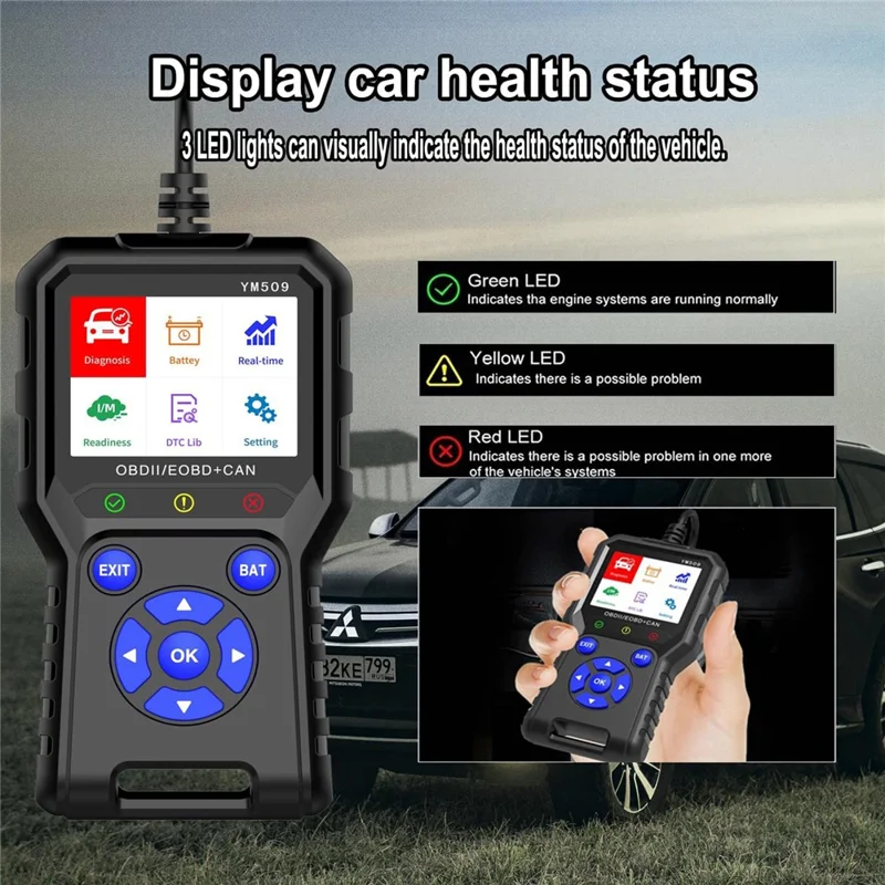 YM509 OBD2 Сканер, считыватель диагностических кодов автомобиля, профессиональный автомобильный инструмент CAN OBDII / EOBD