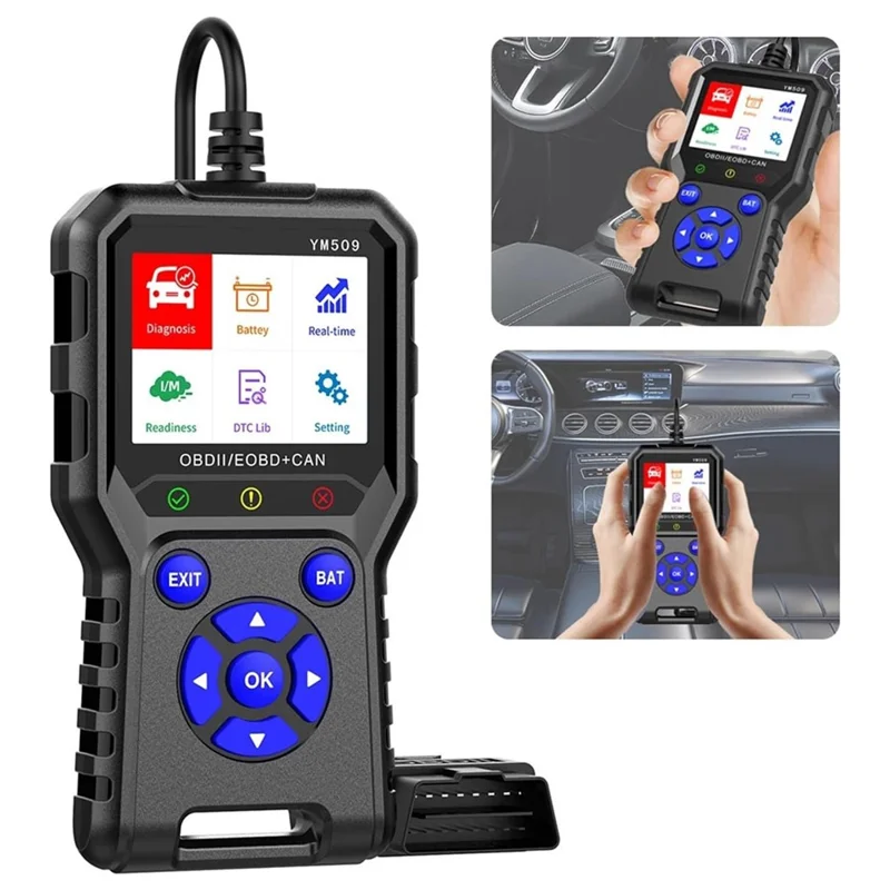 YM509 OBD2 Сканер, считыватель диагностических кодов автомобиля, профессиональный автомобильный инструмент CAN OBDII / EOBD