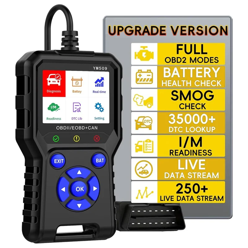 YM509 OBD2 Сканер, считыватель диагностических кодов автомобиля, профессиональный автомобильный инструмент CAN OBDII / EOBD