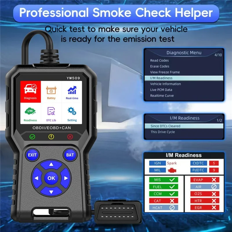 YM509 OBD2 Сканер, считыватель диагностических кодов автомобиля, профессиональный автомобильный инструмент CAN OBDII / EOBD