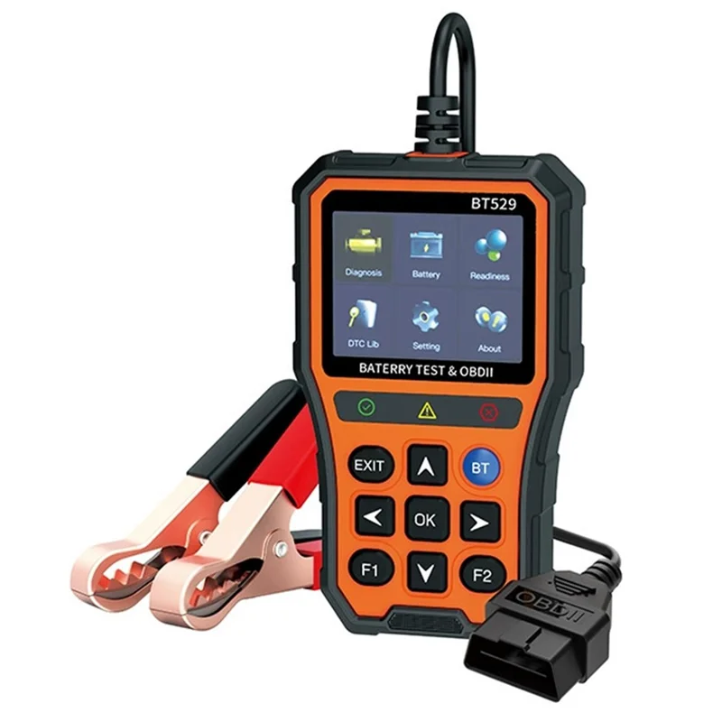 BT529 Bluetooth-kompatibler Auto-Batterietester 2,8-Zoll-IPS-Display OBDII-Fehlercodeleser - Orange