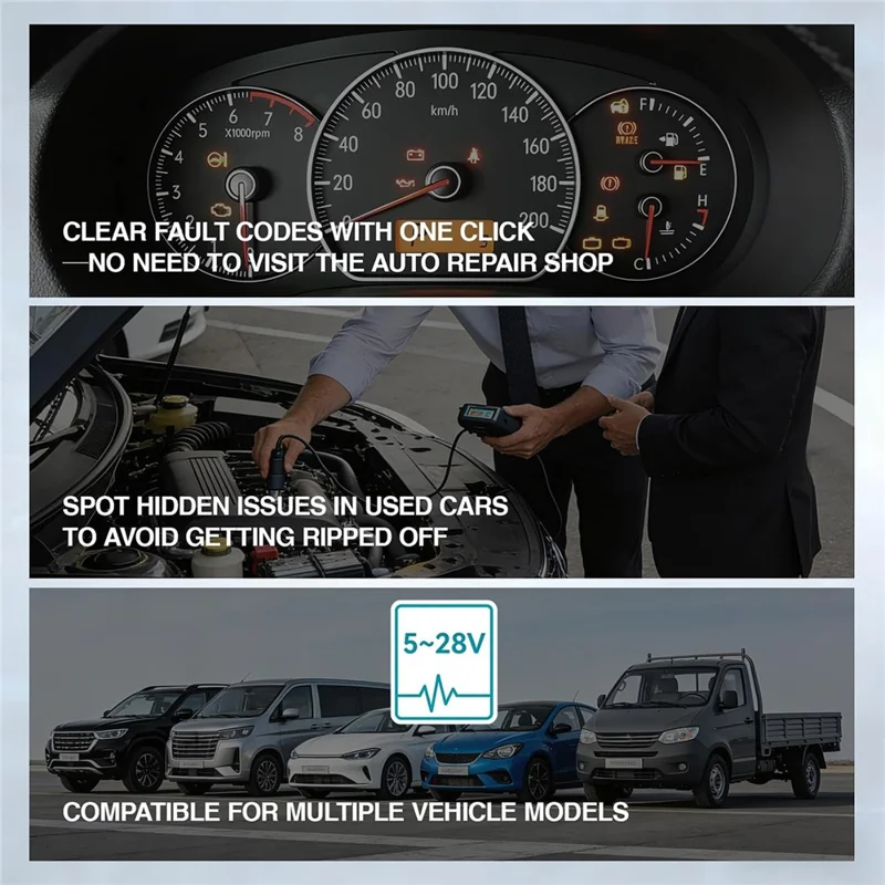 B26 Bluetooth-совместимый 5.1 OBD2 автомобильный диагностический сканер ELM327, считыватель кодов двигателя — черный