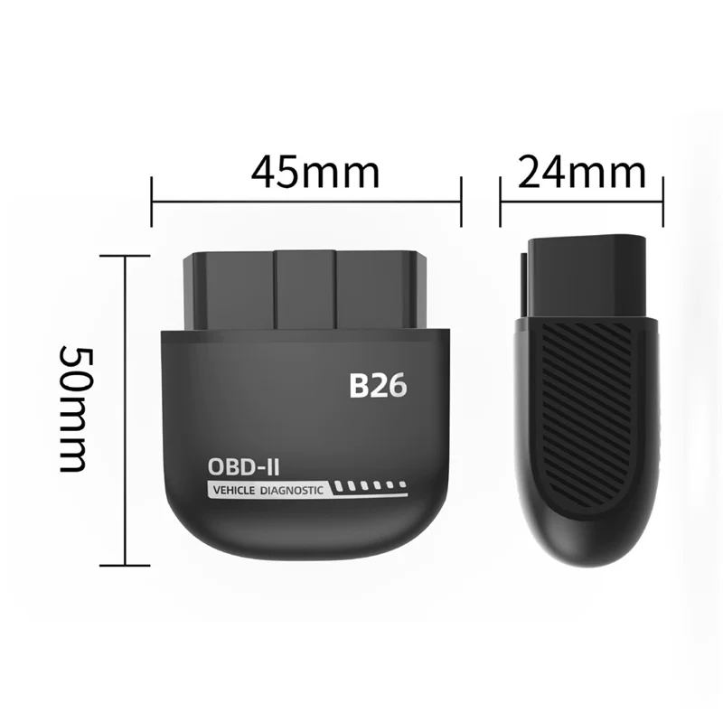 B26 Bluetooth-совместимый 5.1 OBD2 автомобильный диагностический сканер ELM327, считыватель кодов двигателя — черный