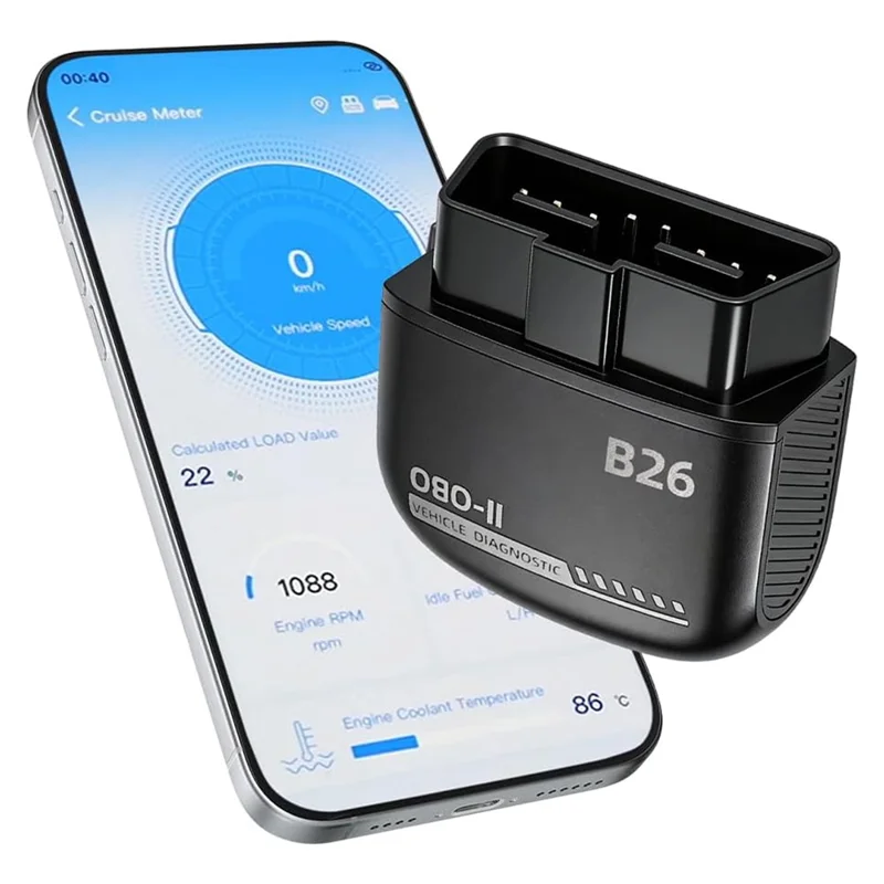 B26 Bluetooth-совместимый 5.1 OBD2 автомобильный диагностический сканер ELM327, считыватель кодов двигателя — черный