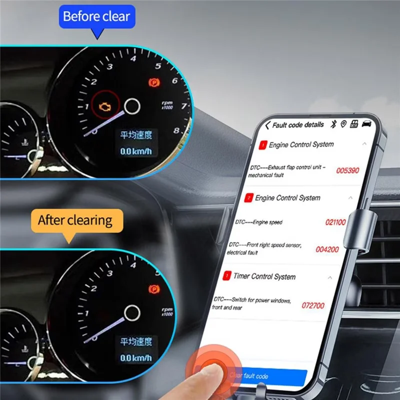B26 Bluetooth-совместимый 5.1 OBD2 автомобильный диагностический сканер ELM327, считыватель кодов двигателя — черный