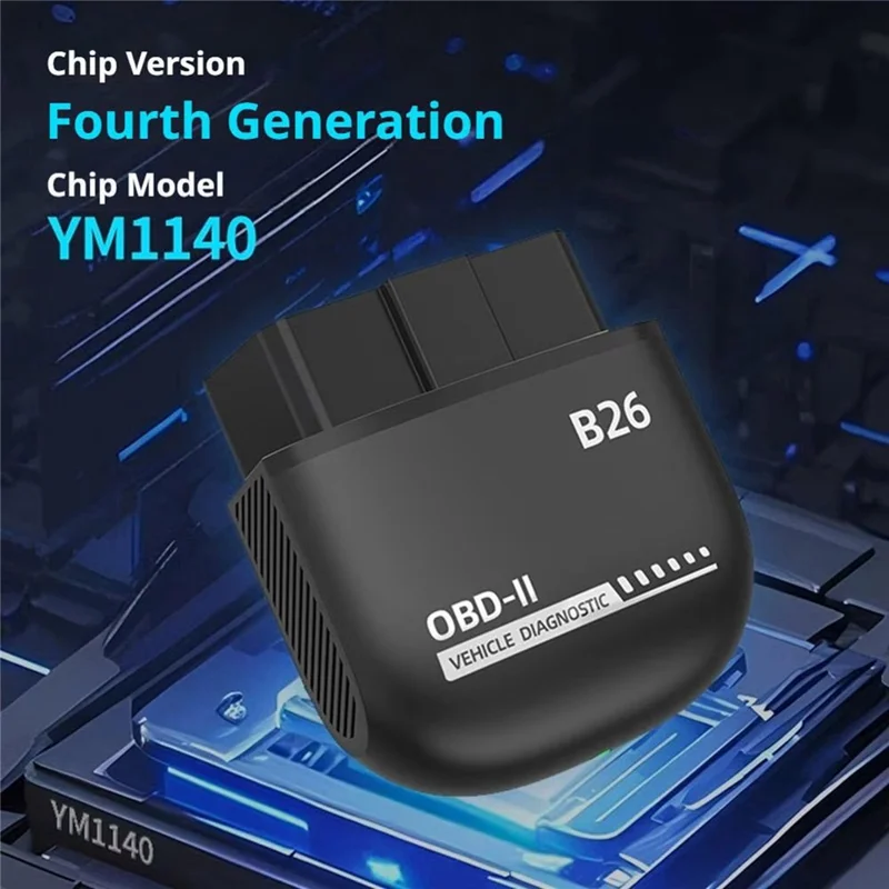 B26 Bluetooth-совместимый 5.1 OBD2 автомобильный диагностический сканер ELM327, считыватель кодов двигателя — черный
