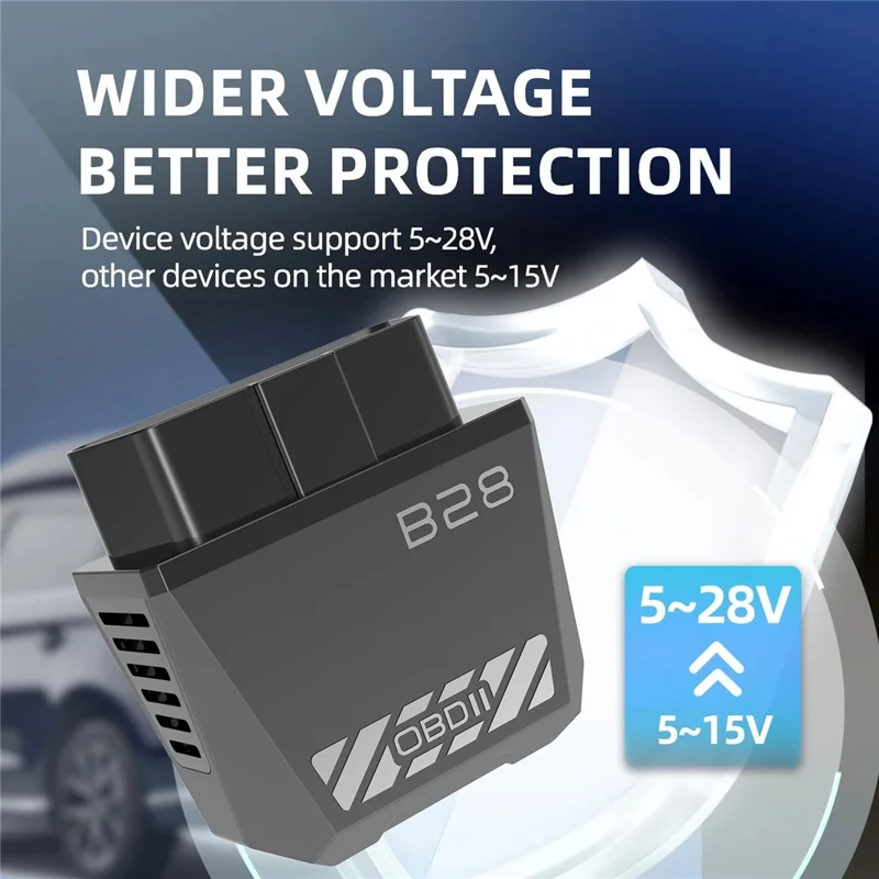 B28 OBD2-Scanner ELM327 Bluetooth 5.1 Auto-Engine-Diagnose-Code-Leser - Schwarz