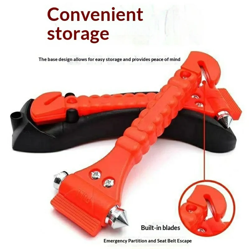Car Safety Hammer Emergency Rescue Window Breaker Seat Belt Cutter with Storage Base