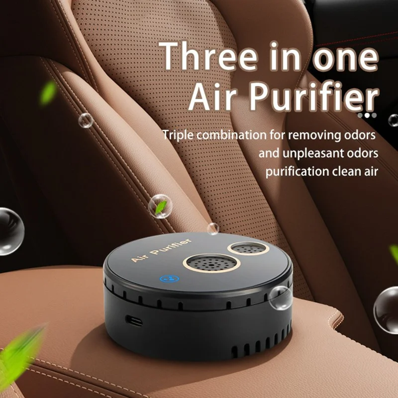 USB Powered Plasma Negative Ion Air Purifier 360-Degree Purification 5W Low Noise for Car Bathroom Kitchen - Black