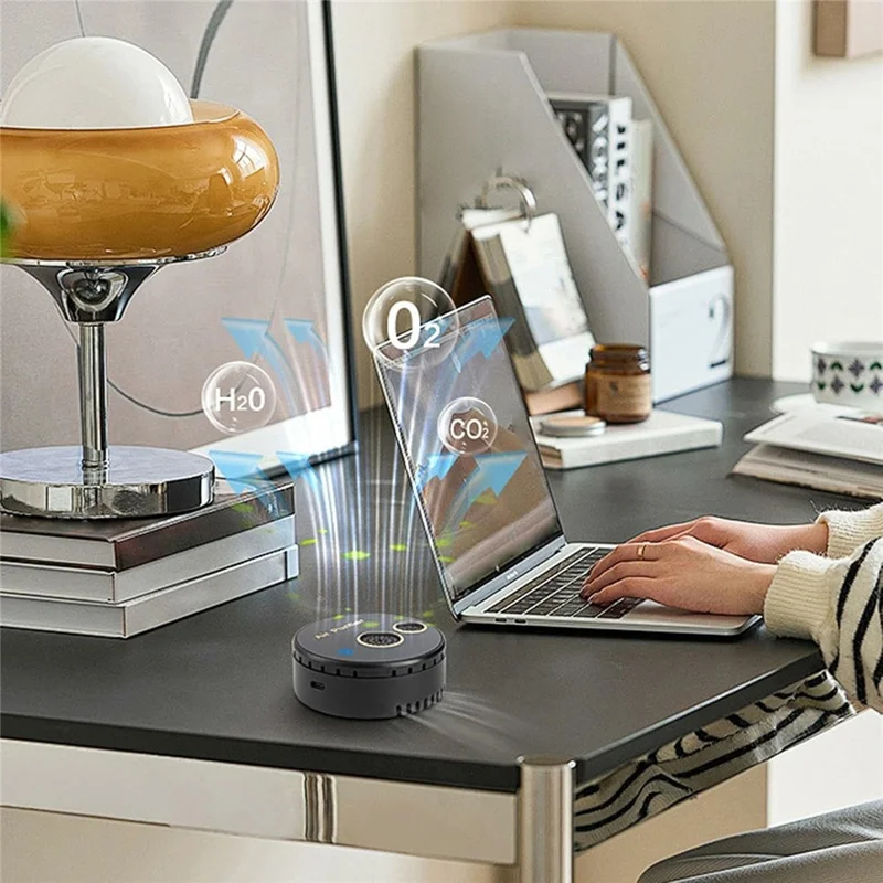 USB Powered Plasma Negative Ion Air Purifier 360-Degree Purification 5W Low Noise for Car Bathroom Kitchen - Black