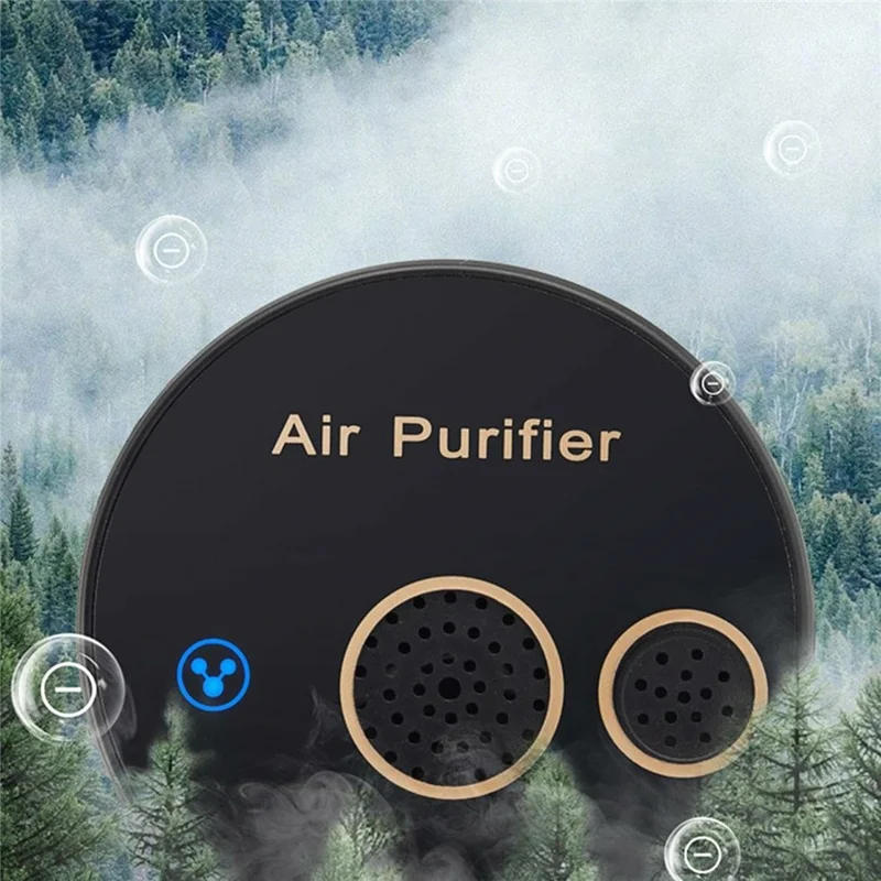 USB Powered Plasma Negative Ion Air Purifier 360-Degree Purification 5W Low Noise for Car Bathroom Kitchen - Black