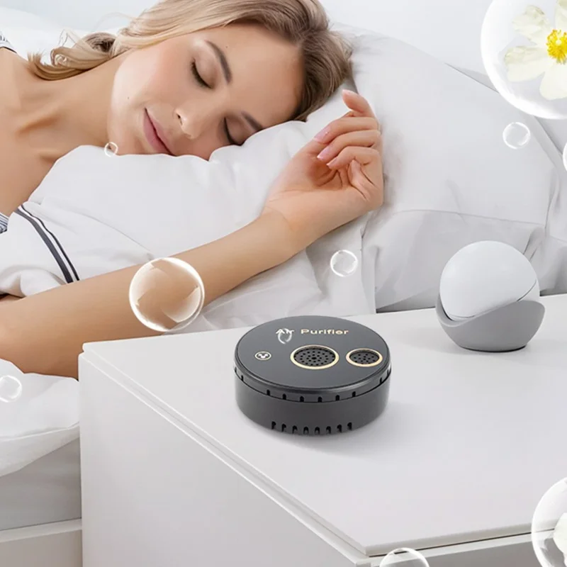 USB Powered Plasma Negative Ion Air Purifier 360-Degree Purification 5W Low Noise for Car Bathroom Kitchen - Black