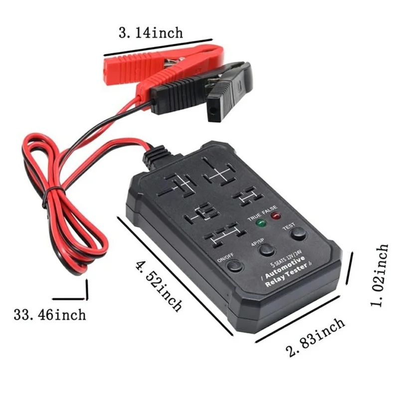 Automotive Relay Tester 12V / 24V Dual Voltage Diagnostic Tool 5-Position Multi-Function Relay Detector for Vehicle Repair - White