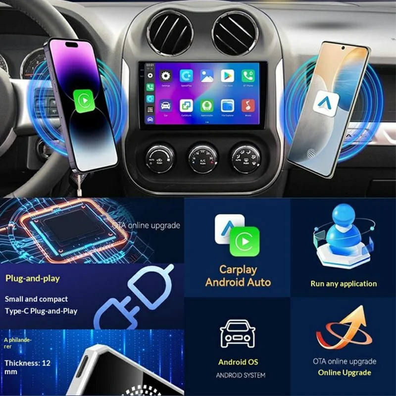A11K 2+16GB Wireless CarPlay Android Auto AI Box Android 13.0 System 4K HD Output Conversion Box for Car - Silver